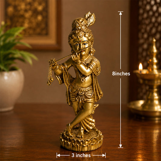 Antique Lord Baal Krishna Flute Idol - Symbol of Wisdom & Prosperity