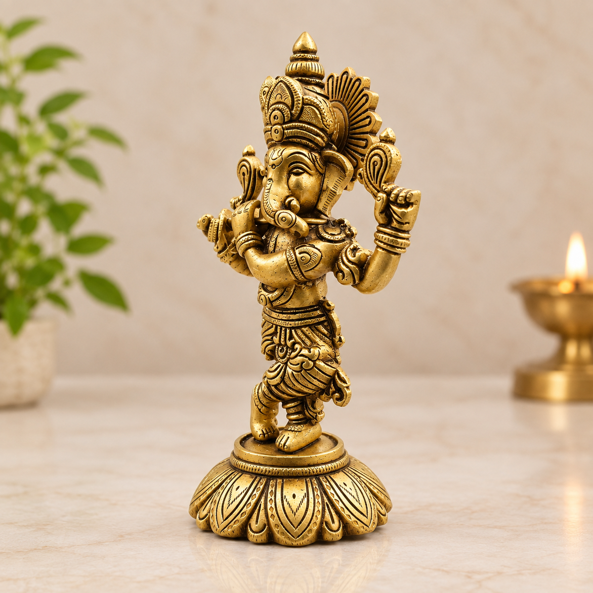 Premium Brass Dancing Ganesha Idol