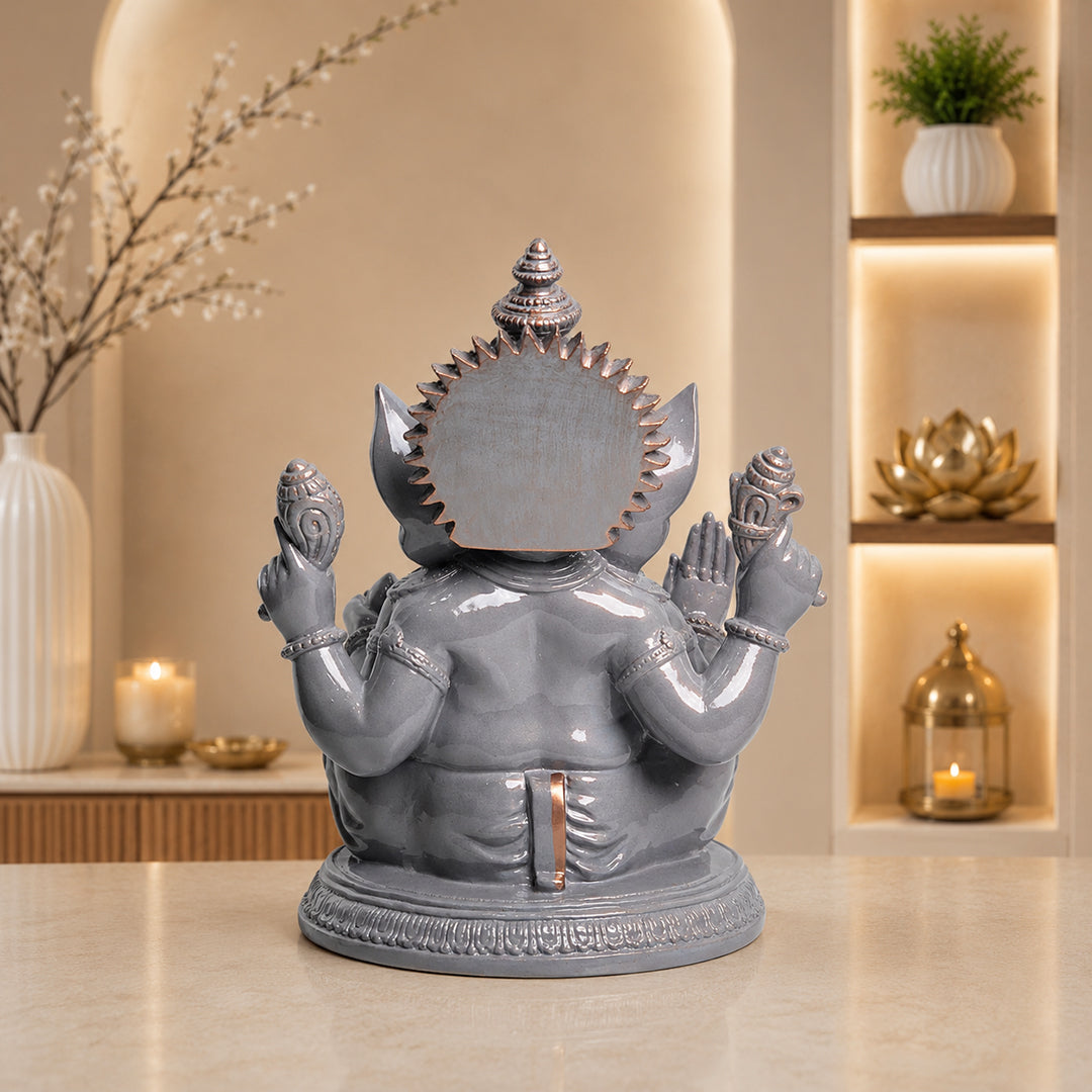 Elegant Grey Lord Ganesha Idol – Symbol of Wisdom & Prosperity