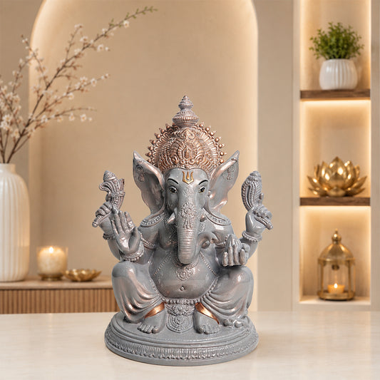 Elegant Grey Lord Ganesha Idol – Symbol of Wisdom & Prosperity