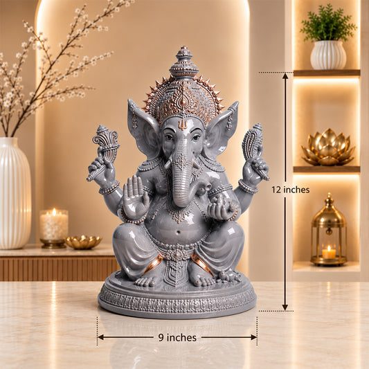 Elegant Grey Lord Ganesha Idol – Symbol of Wisdom & Prosperity