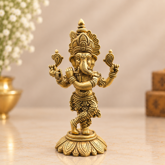 Premium Brass Dancing Ganesha Idol