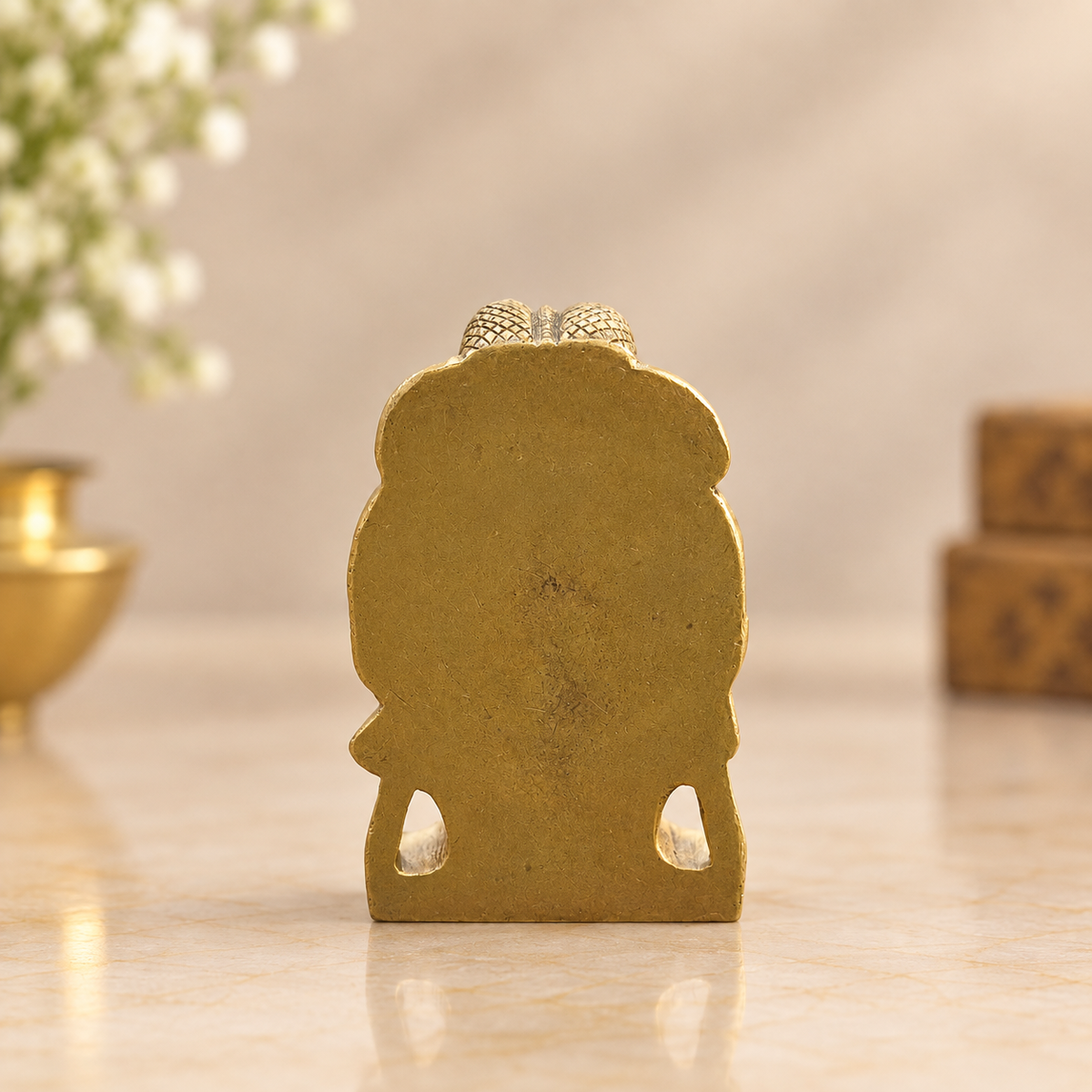 Antique Brass Standing Ganesha Idol – Traditional Miniature Ganpati Statue