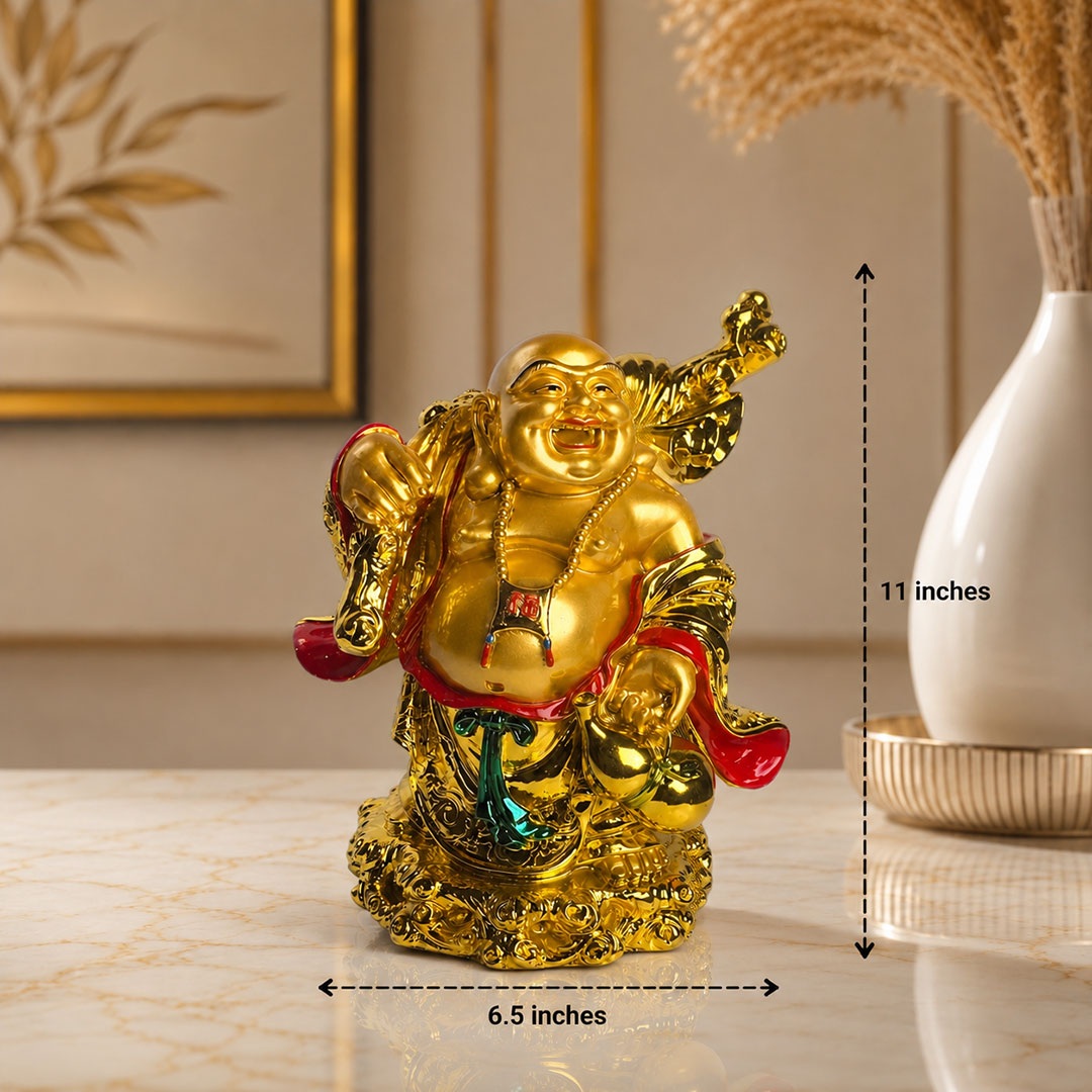 Golden Laughing Buddha Statue – Symbol of Prosperity & Happiness