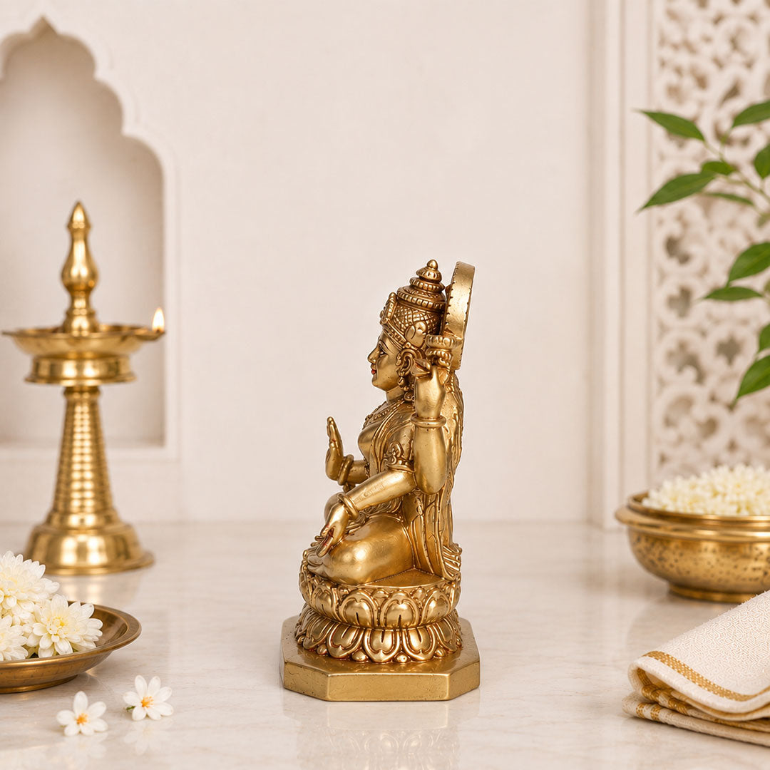 Goddess Lakshmi Idol - Gold Polymarble