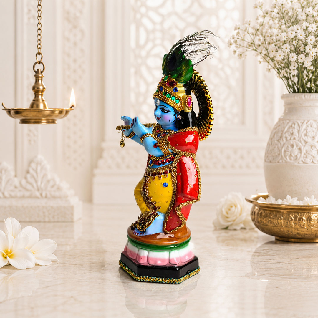 Lord Krishna Idol with Flute – Divine Home & Temple Décor
