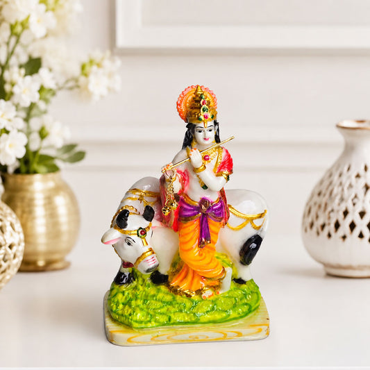 Lord Krishna with Cow Premium Polymarble Idol