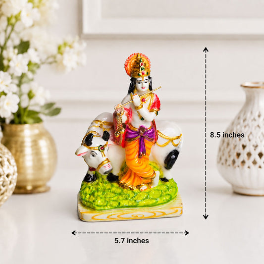 Lord Krishna with Cow Premium Polymarble Idol