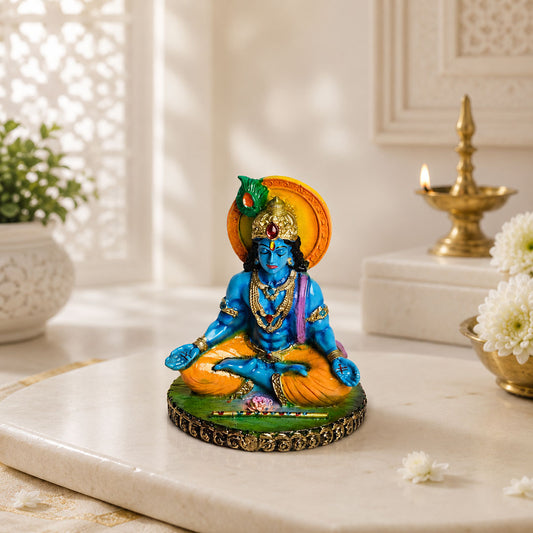Meditating Lord Krishna Premium Polymarble Idol