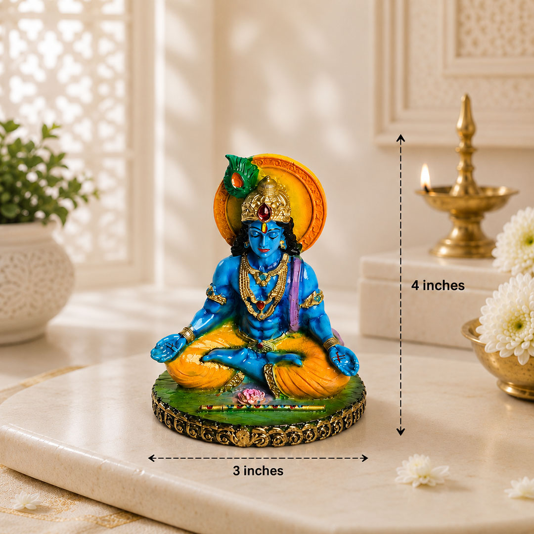 Meditating Lord Krishna Premium Polymarble Idol