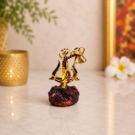 Mini Trishul with Damaru & Om Showpiece Poly Marble Decorative Idol