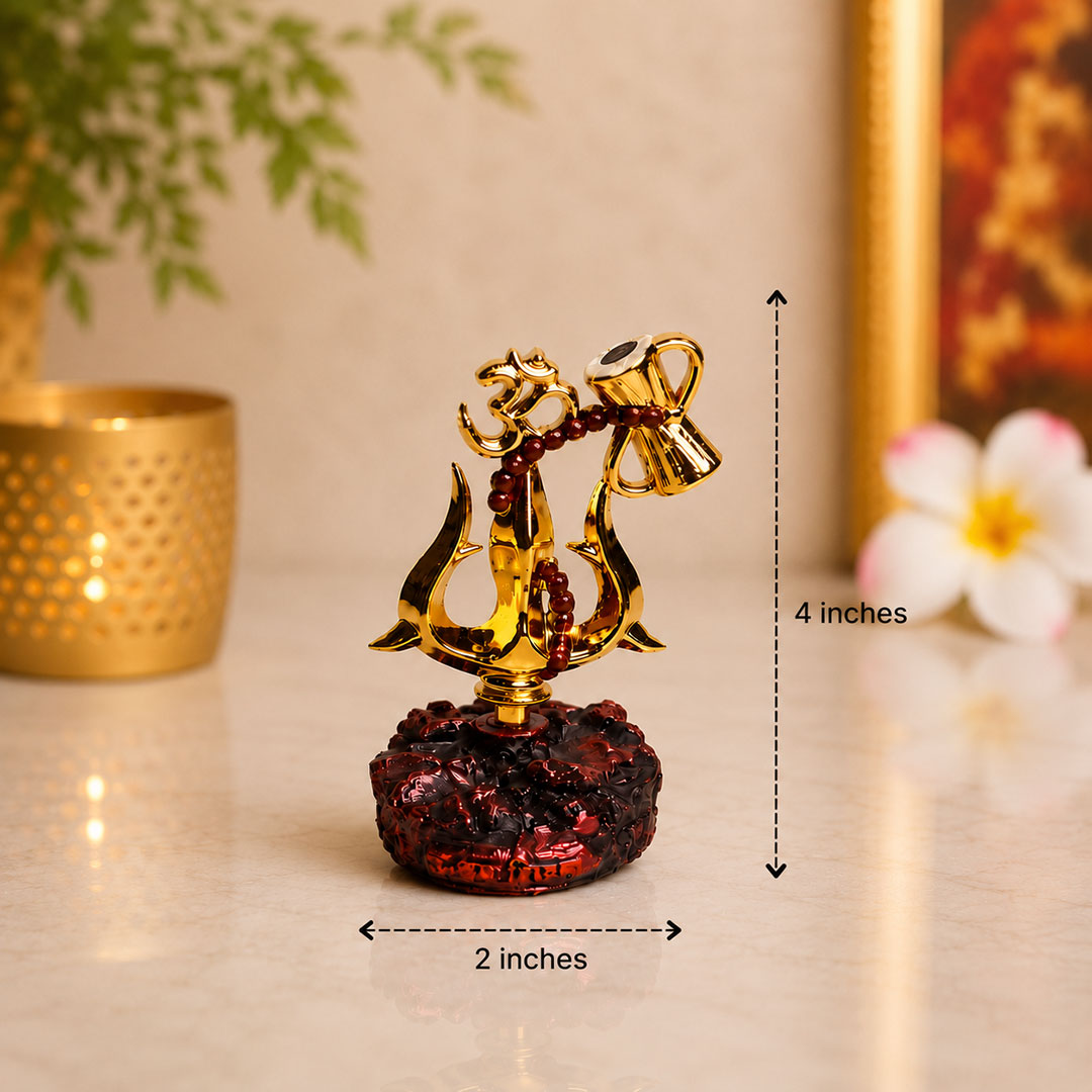 Mini Trishul with Damaru & Om Showpiece Poly Marble Decorative Idol