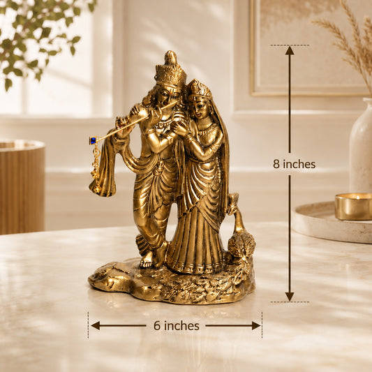 Radha Krishna Antique Gold Finish Idol