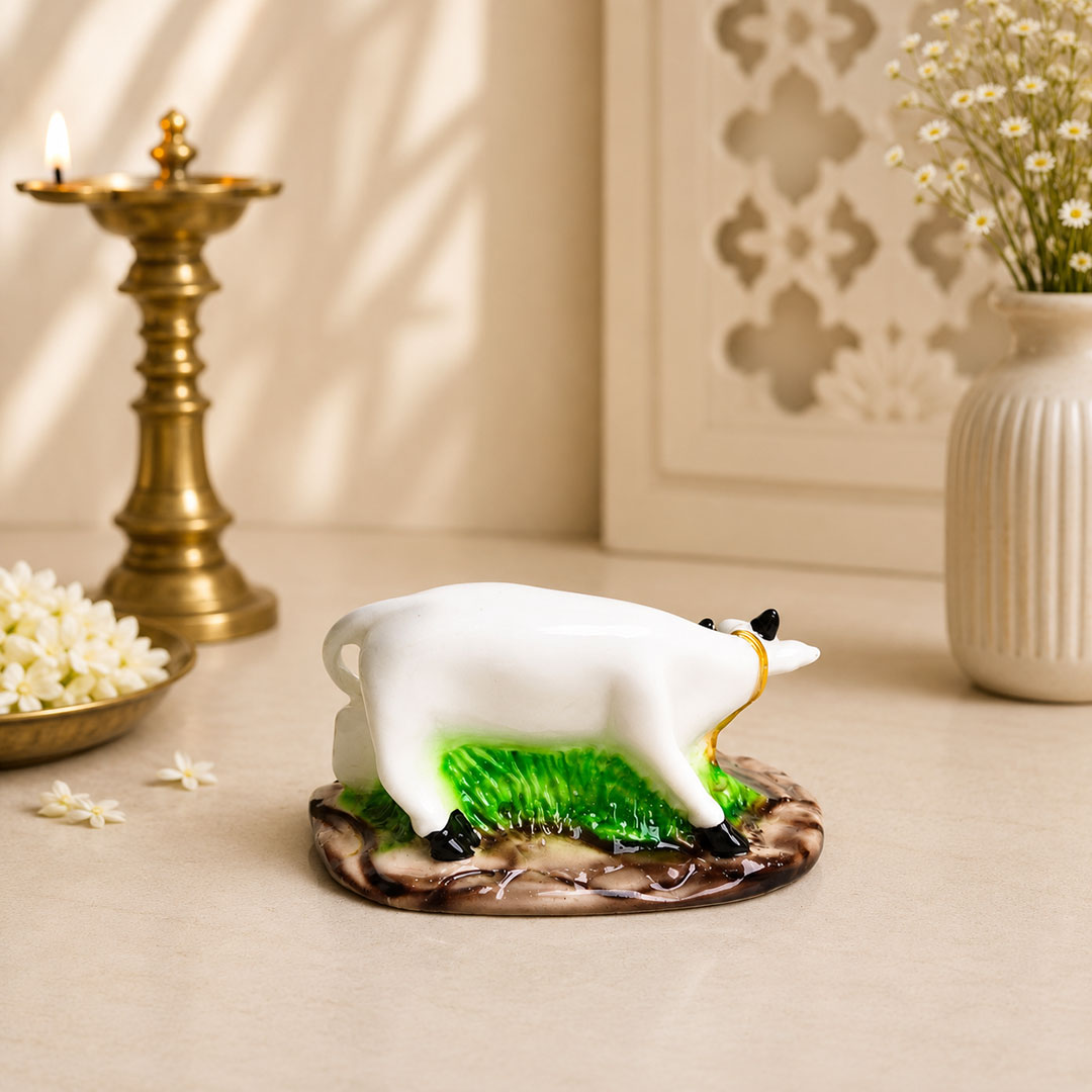 Sacred Cow & Calf Premium Polymarble Idol