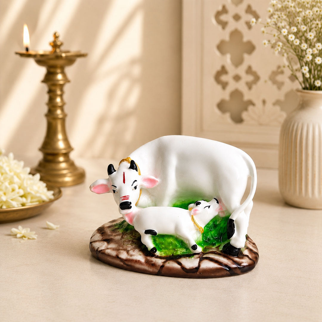 Sacred Cow & Calf Premium Polymarble Idol
