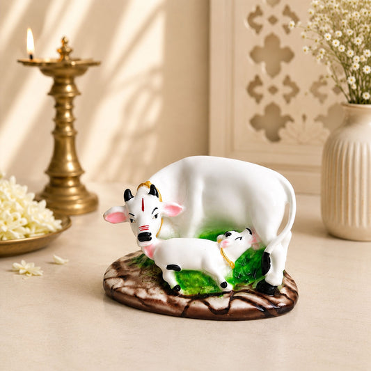 Sacred Cow & Calf Premium Polymarble Idol