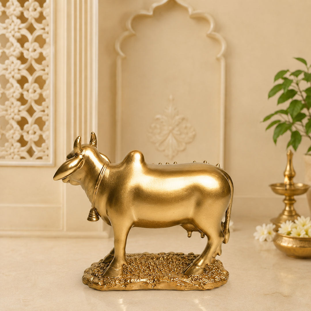 Kamadhenu Cow with Divine Deities Premium Polymarble Idol