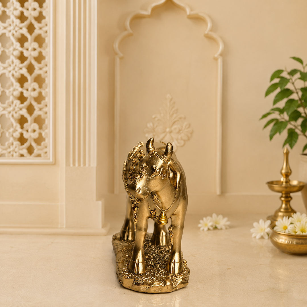 Kamadhenu Cow with Divine Deities Premium Polymarble Idol